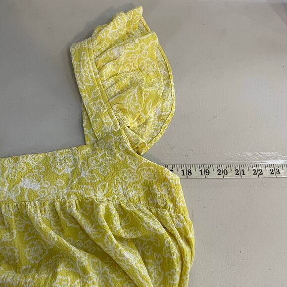 By the River Kaylee Flutter Sleeve Floral Midi Dress Yellow Size Large textured - Picture 13 of 15
